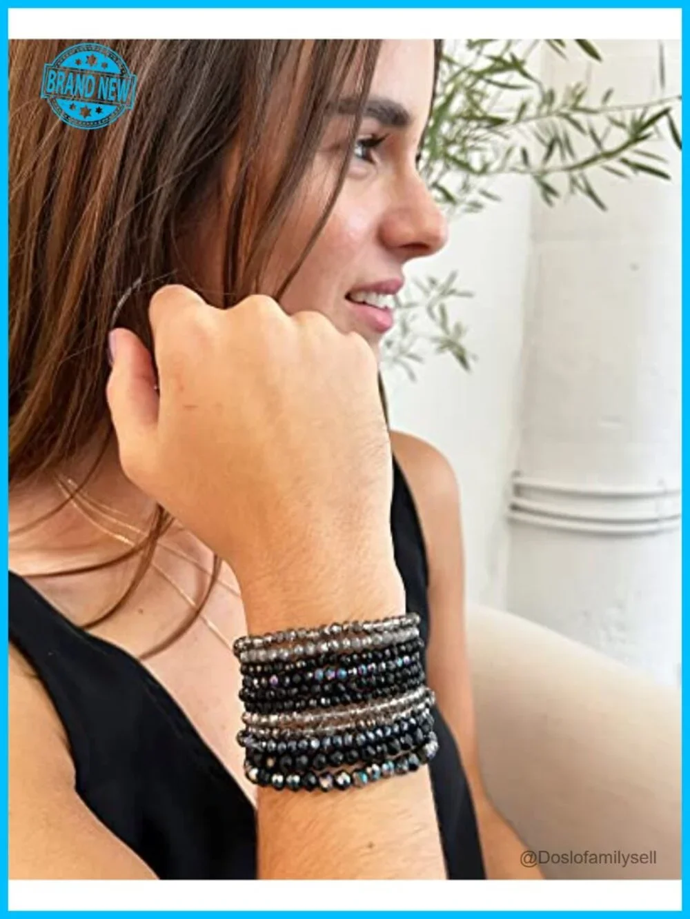 Crystal Glass Stretch Bracelet Stackable Layering Boho Beaded Friendship Gift